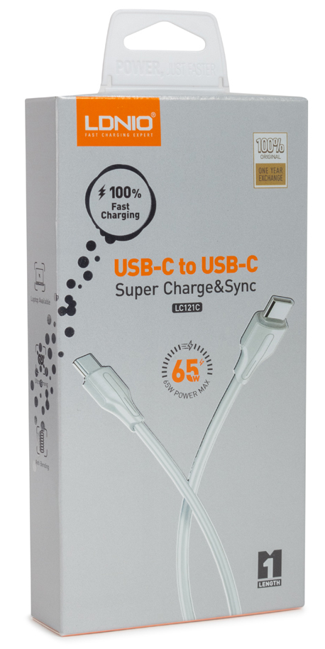 Картинка Кабель LDNIO LC121-C 65W Type-C/Type-C White 1.0 m (91342) Картинка Кабель LDNIO LC121-C 65W Type-C/Type-C White 1.0 m (91342)