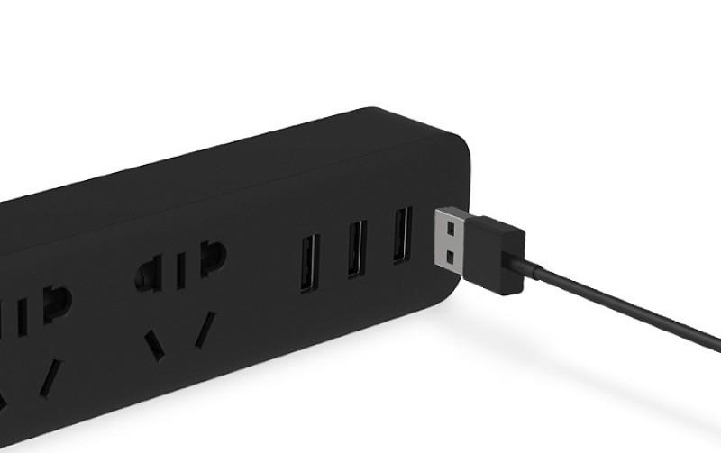 Картинка Удлинитель Mi Power Strip 3 розетки и 3 USB порта Black Картинка Удлинитель Mi Power Strip 3 розетки и 3 USB порта Black
