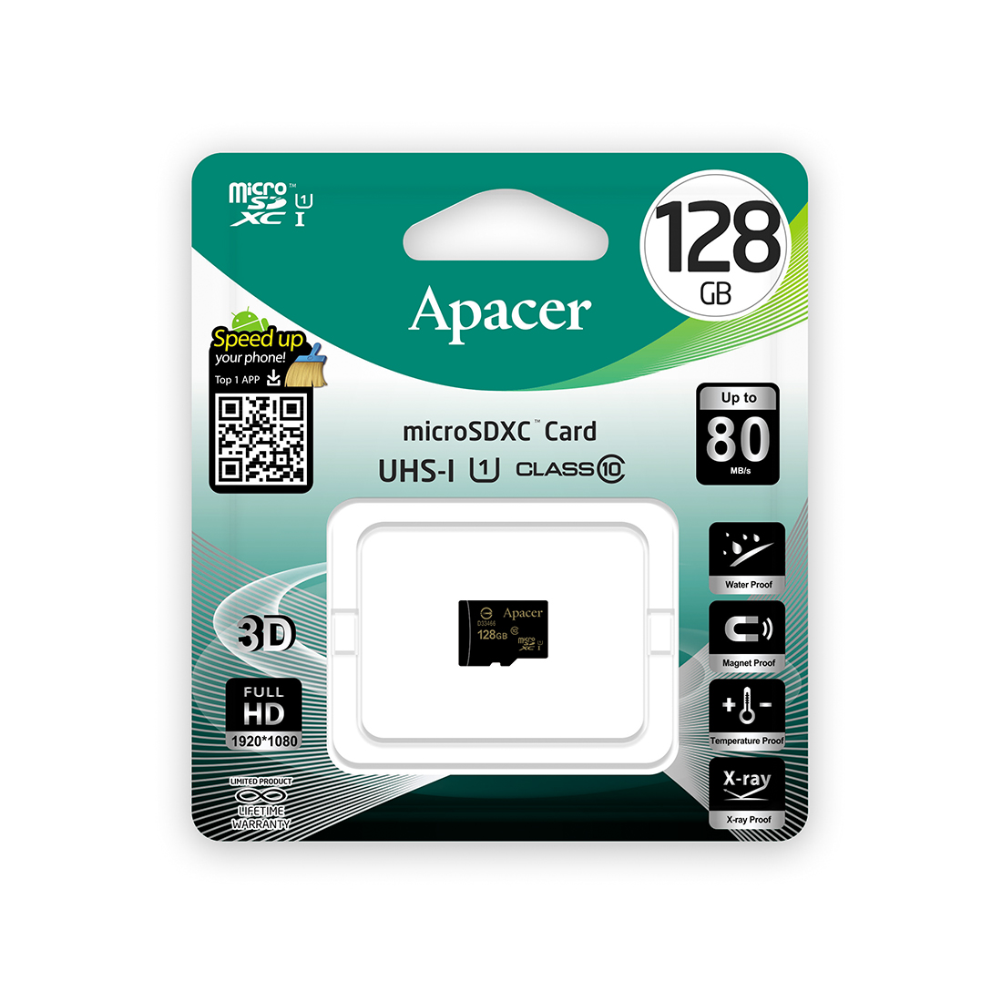 Фотография Карта памяти Apacer AP128GMCSX10U1-R 128GB Фотография Карта памяти Apacer AP128GMCSX10U1-R 128GB