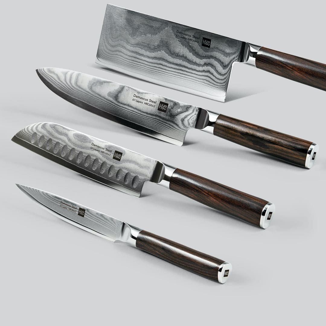 Цена Набор ножей Xiaomi Huo Hou Damask Steel Knife Set 5 pcs. (HU0073) Цена Набор ножей Xiaomi Huo Hou Damask Steel Knife Set 5 pcs. (HU0073)