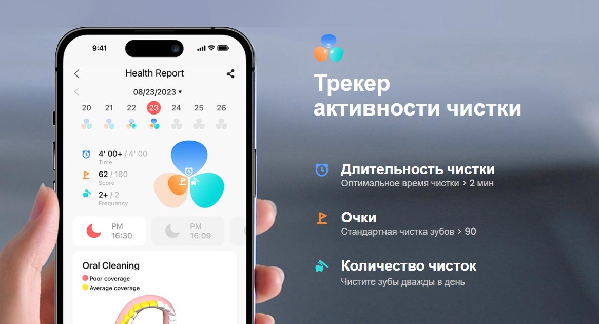Картинка Умная зубная щетка Xiaomi Oclean X Ultra S Green Картинка Умная зубная щетка Xiaomi Oclean X Ultra S Green