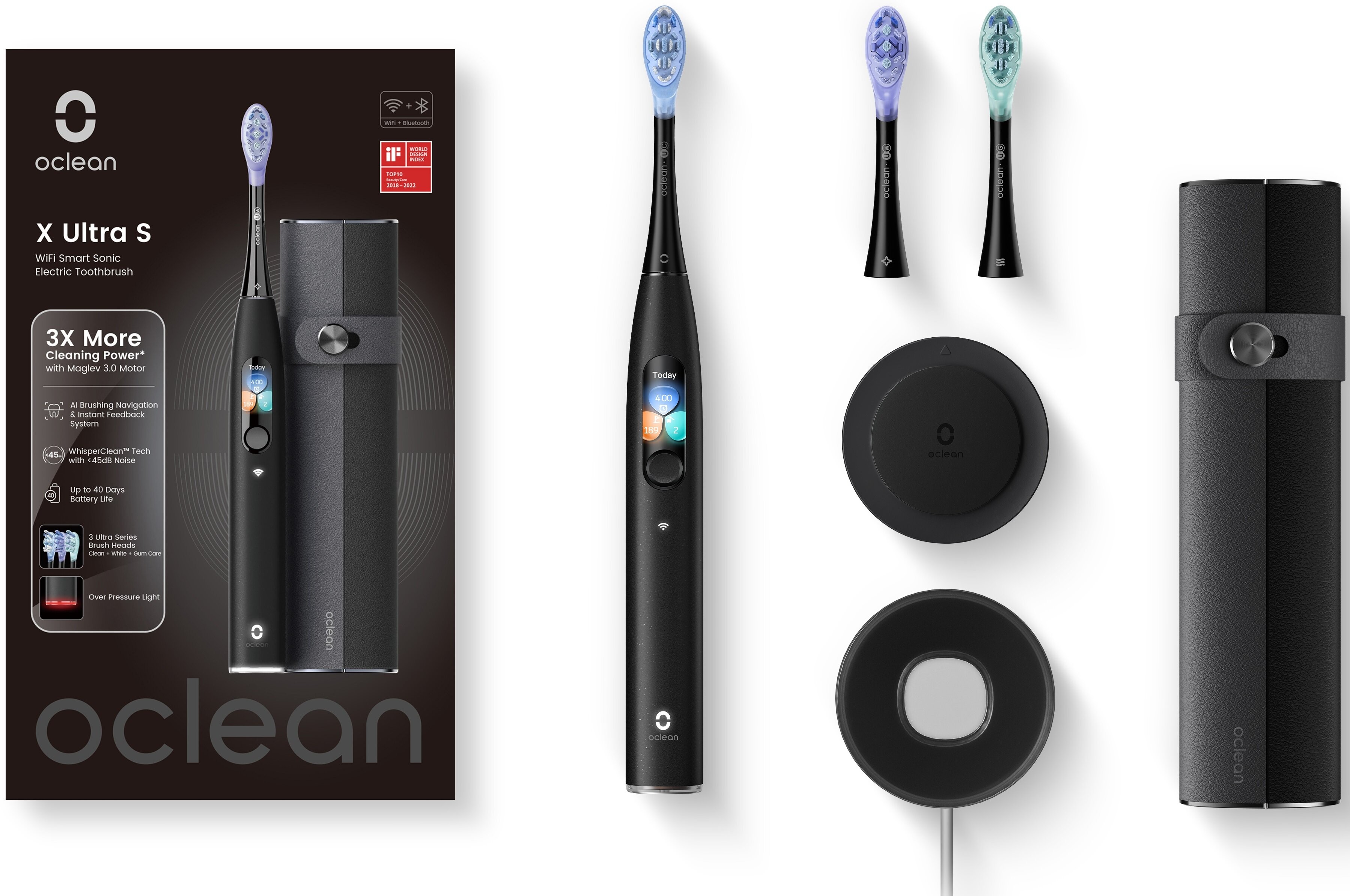 Картинка Умная зубная щетка Xiaomi Oclean X Ultra S Black Картинка Умная зубная щетка Xiaomi Oclean X Ultra S Black