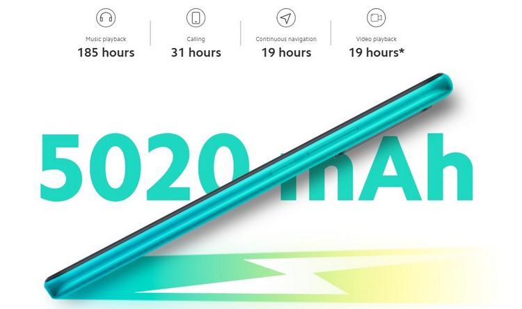 Емкость аккумулятора Redmi 9 составляет 5020 мАч.