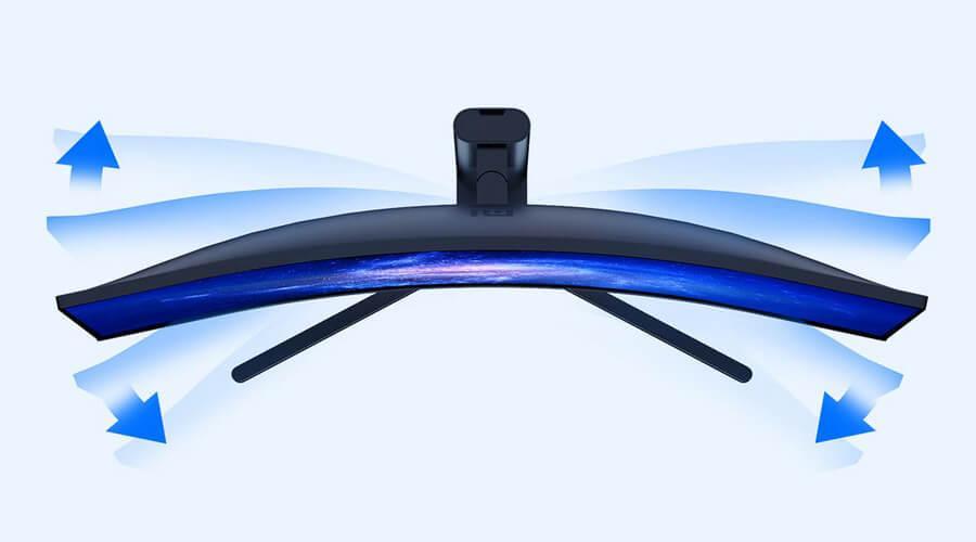 Mi Gaming Monitor 34 Curved вращается в горизонтальной плоскости