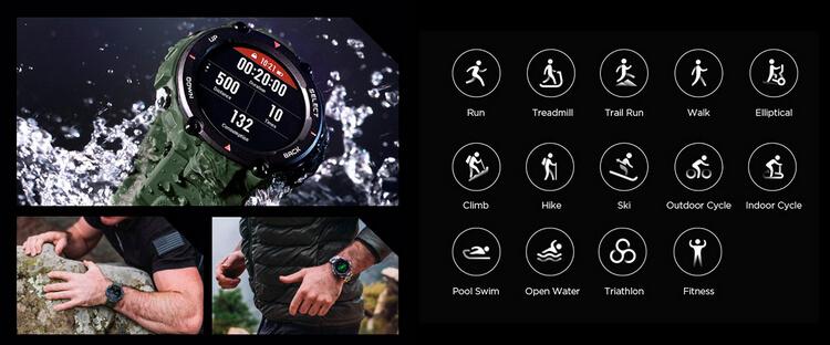 Смарт-часы Amazfit T-Rex поддерживают 14 видов физической активности