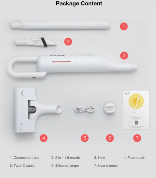 Комплектакция пылесоса Xiaomi Deerma VC01