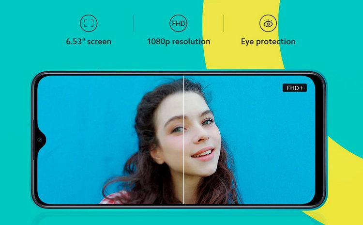 Redmi 9 имеет дисплей с разрешением Full HD+.