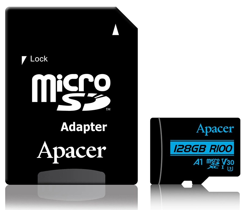Фото Карта памяти Apacer AP128GMCSX10U7-R 128GB + адаптер Фото Карта памяти Apacer AP128GMCSX10U7-R 128GB + адаптер